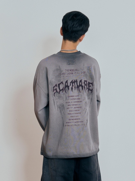 歌德英文貼布翅膀背圖大學T