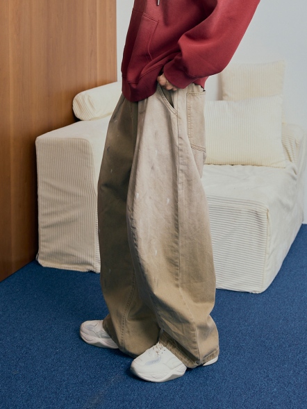 水洗漸層寬鬆牛仔長褲