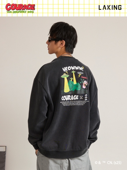 膽小狗英雄-星空驚魂背圖大學T