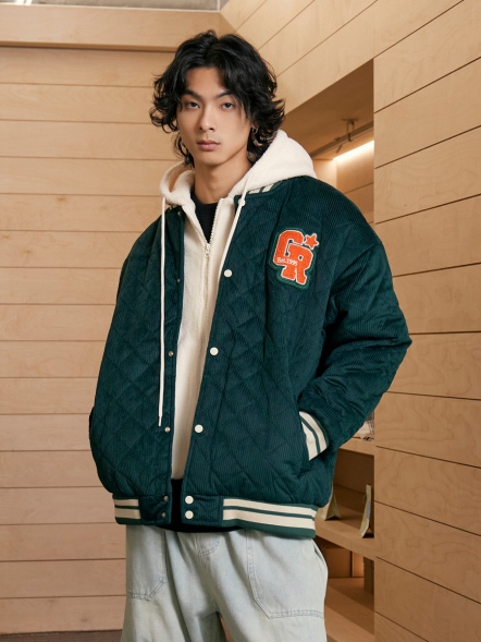 菱格燈心絨鋪棉外套