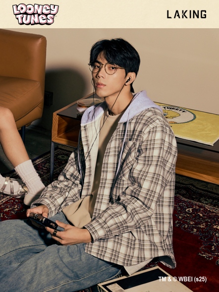 樂一通x復古潮流連帽格紋長襯