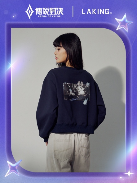 (預購) 傳說對決X依夏印花圓領上衣-深藍