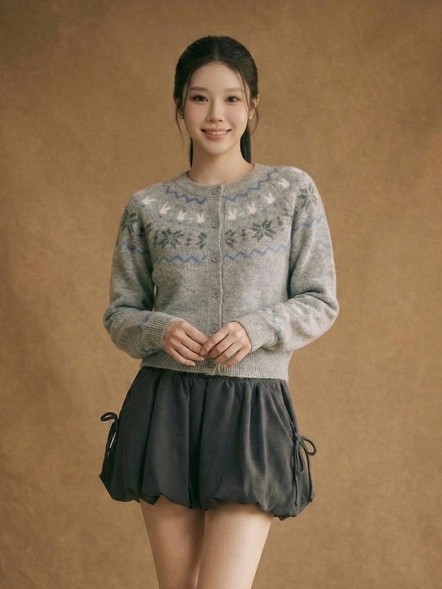 兔子雪花排釦毛織外套