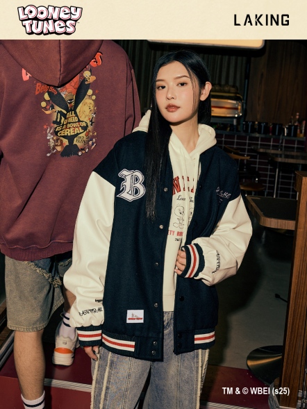 樂一通x兔八哥冠軍小隊刺繡毛呢外套