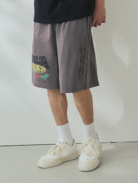 美式休閒撞色字母印花短褲