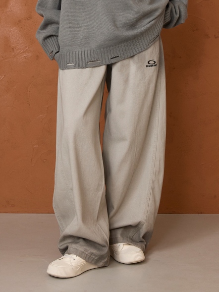 霧感彎刀寬鬆長褲