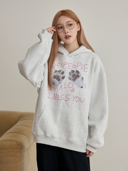 趣味可愛腳掌長帽T