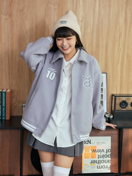 小惡魔外車線鋪棉棒球外套