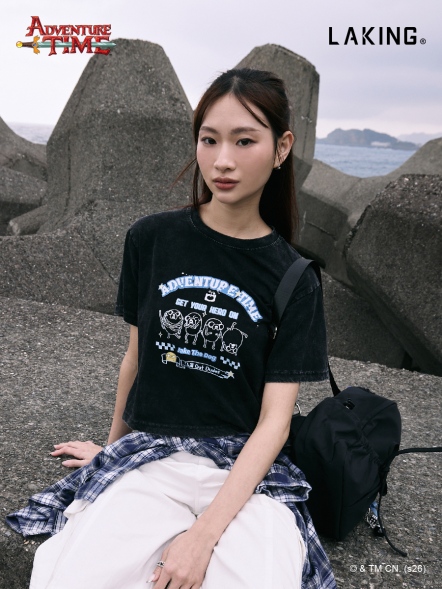 探險活寶X美式水洗老皮印花短版上衣