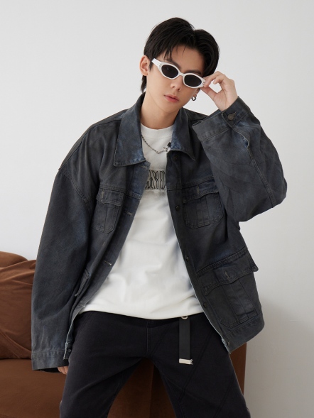 手刷暈染牛仔外套