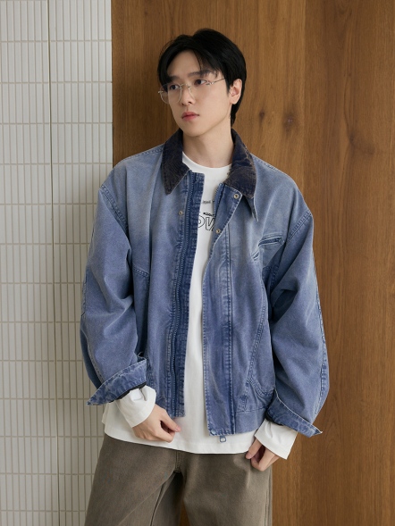 翻領燈心絨牛仔薄外套
