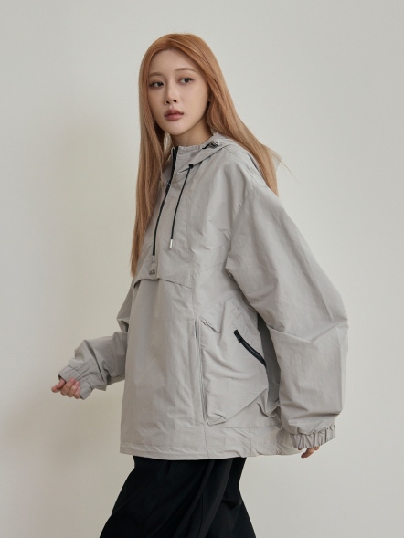 半開襟連帽風衣薄外套
