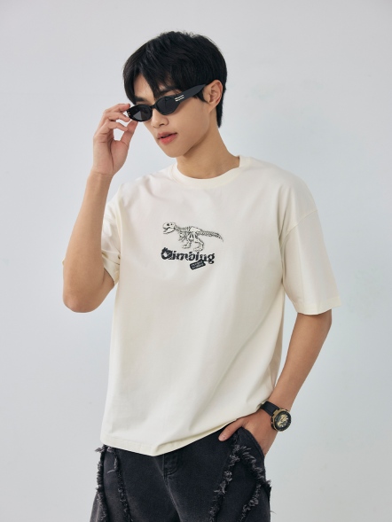 潮流恐龍標本圖案短T