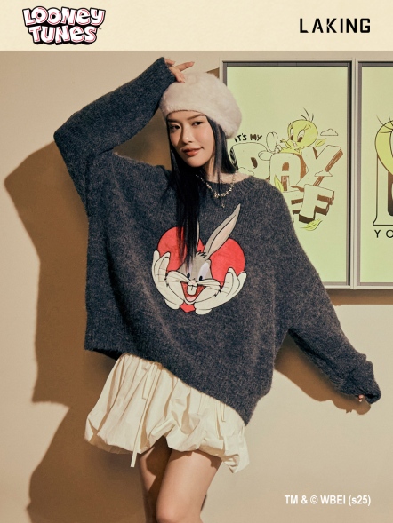樂一通x兔巴哥慵懶寬版針織上衣