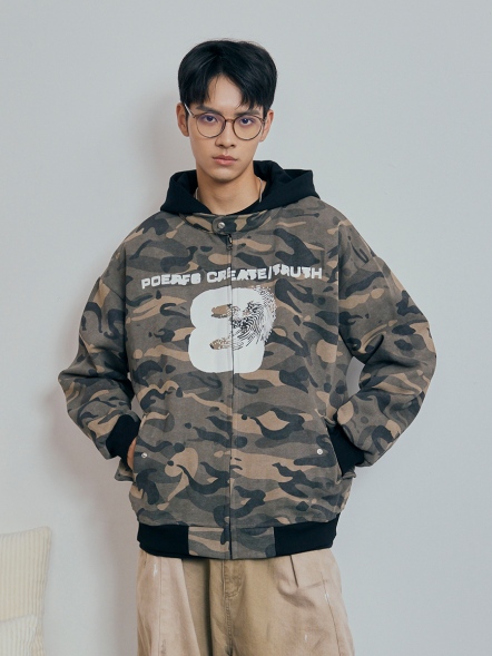 潮流酷帥迷彩連帽薄外套