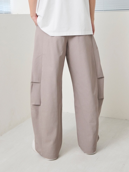 素色彎刀寬鬆限定長褲