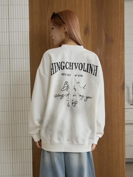 個性破損貼布字排版大學T