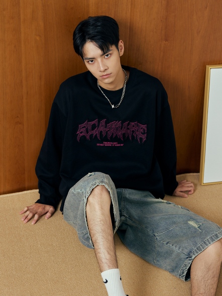 歌德英文貼布翅膀背圖大學T