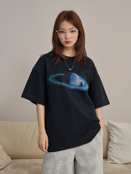潮流星球印花短T
