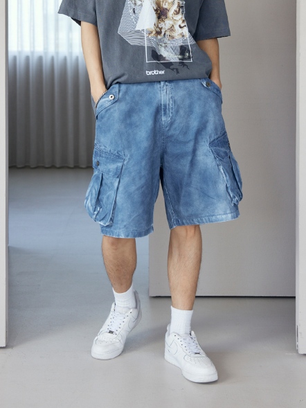 口袋造型紮染休閒短褲