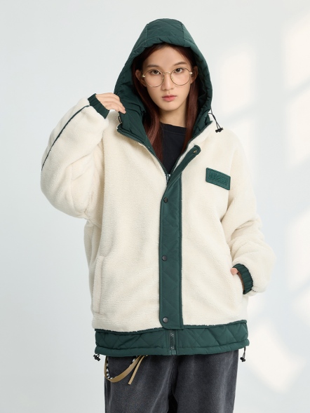 背後英文絨毛鋪棉厚外套