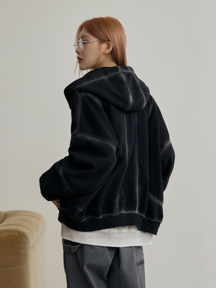 立體流線霧染棉布薄外套