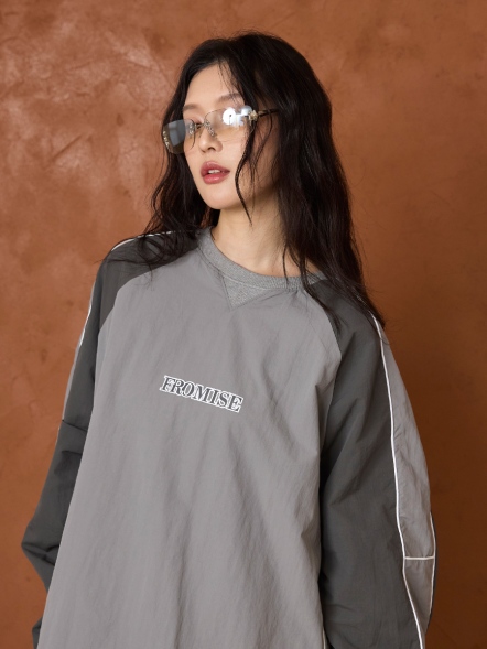 美式86拚色運動風長T